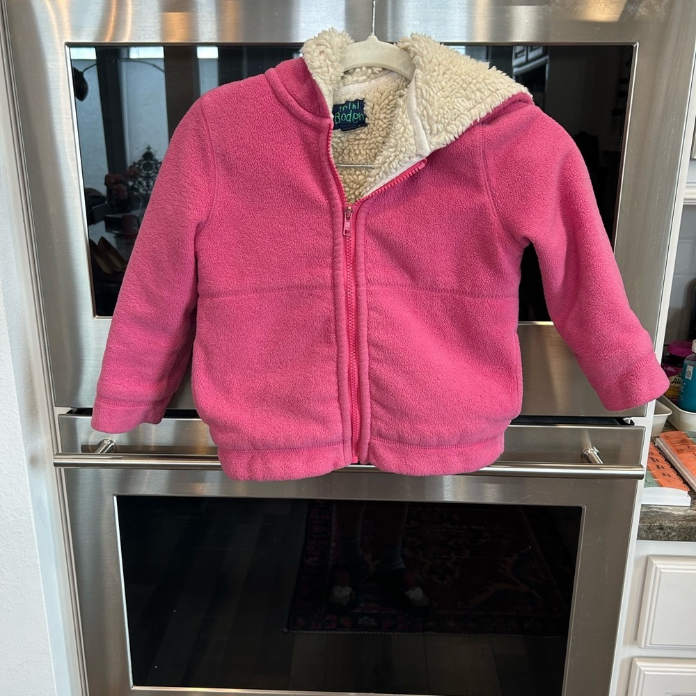 Mini Boden Pink Sherpa-Lined Jacket size 5-6 has wear overall GUC